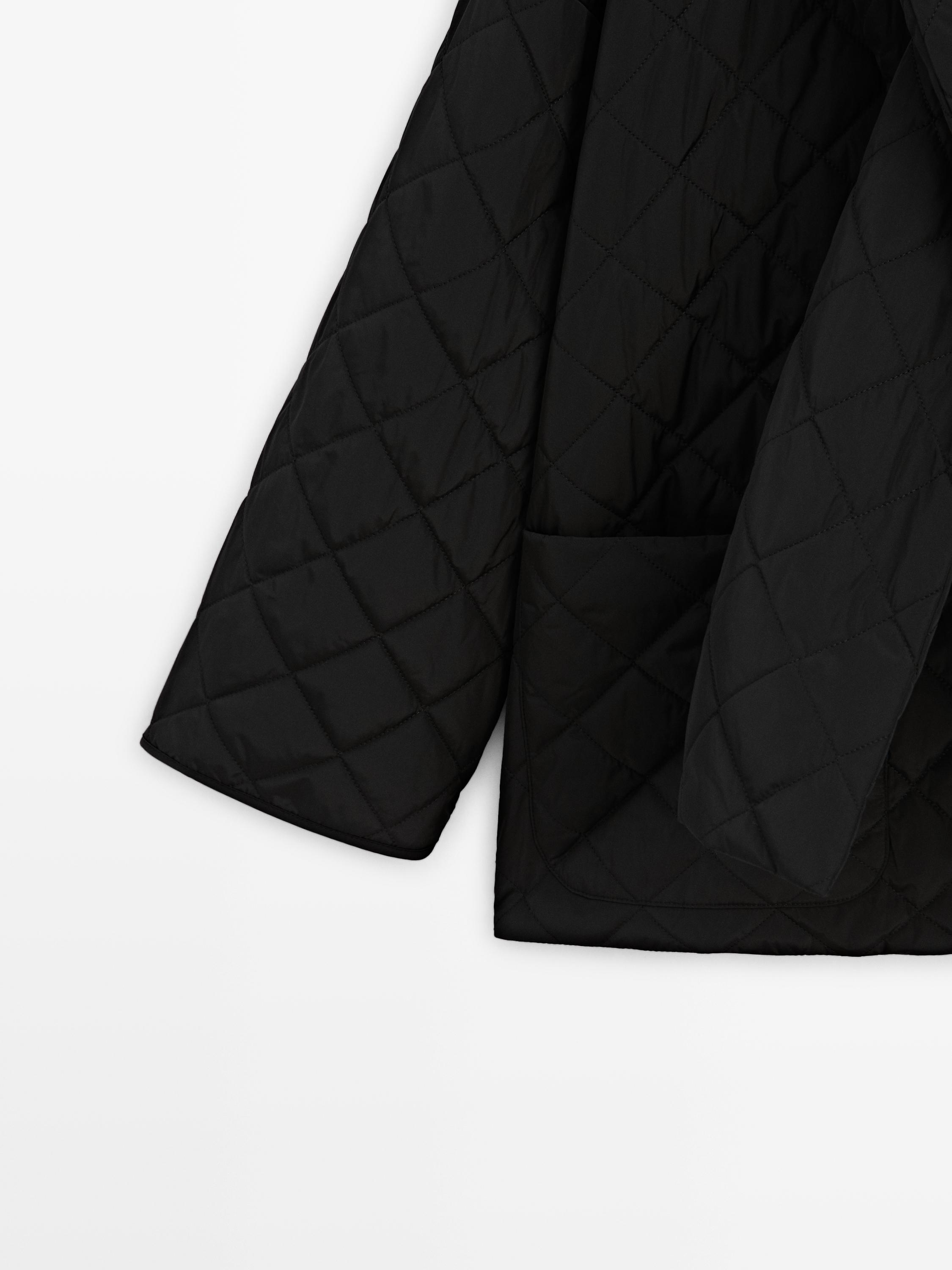 Water-repellent puffer jacket with scarf detail